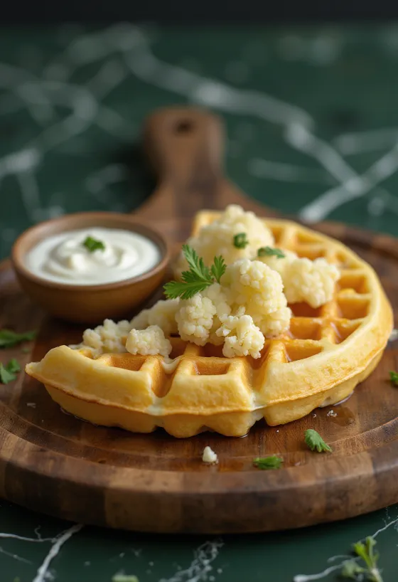 Cauliflower waffle freshly baked