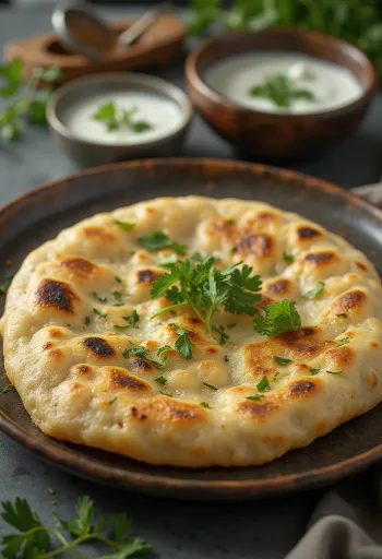 Lauki paratha served with fresh cilantro