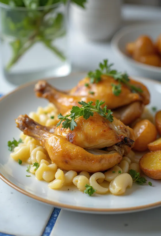 Pan-seared quail with herbs and crispy skin