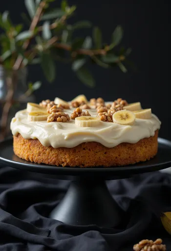 Banana walnut cake with mascarpone frosting