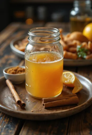 Cinnamon ginger citrus glaze in a serving pitcher