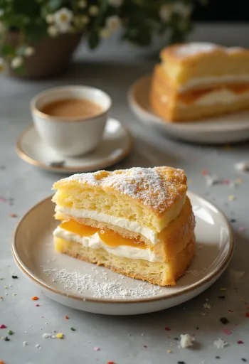 Classic honey cream cake slices with homemade layers and vanilla filling.