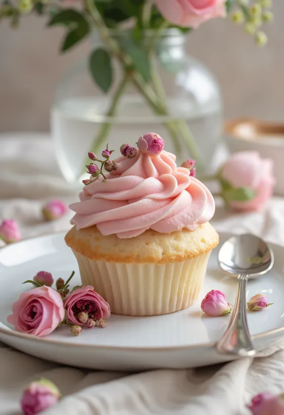 Rose Water Cupcakes with Mascarpone Frosting