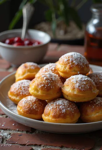Freshly baked Danish Aebelskiver pancake balls