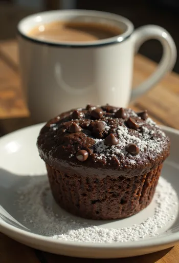 Chocolate chip muffins served on a plate
