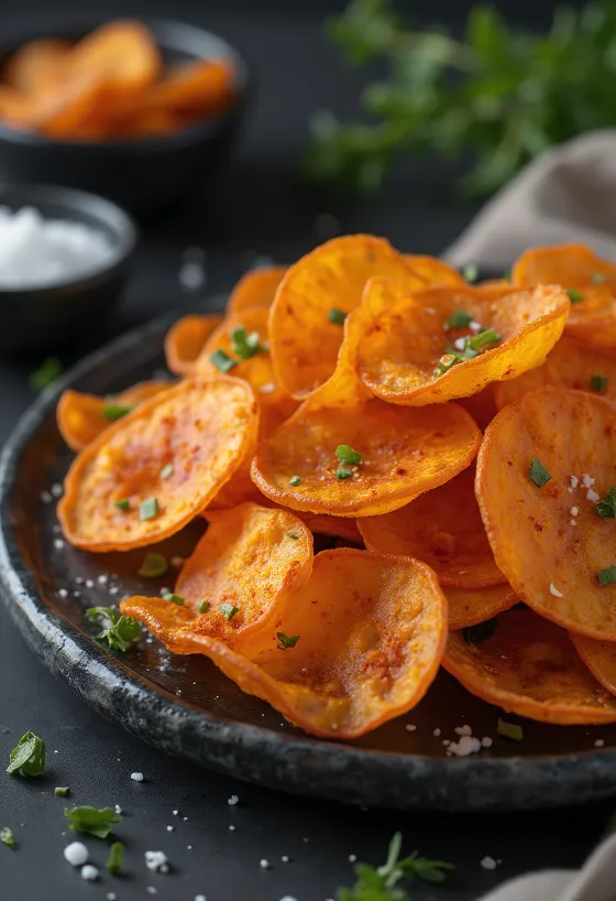 Sweet potato chips with cilantro