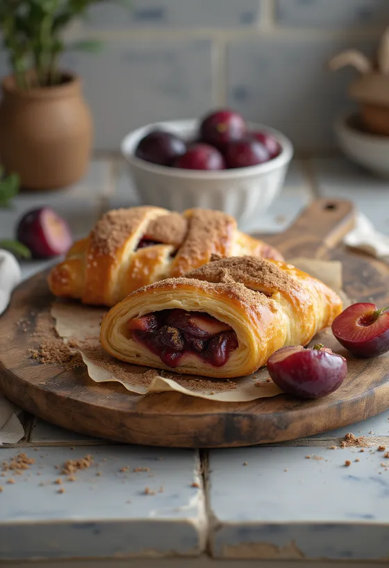 Cinnamon plum strudel freshly baked