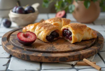 Cinnamon plum strudel freshly baked