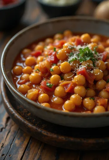 Tomato chickpea stew served