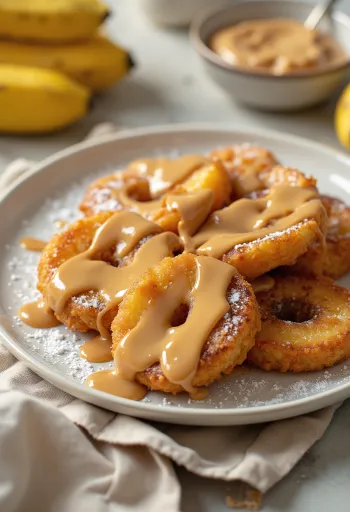 Pisang Goreng served with peanut butter drizzle