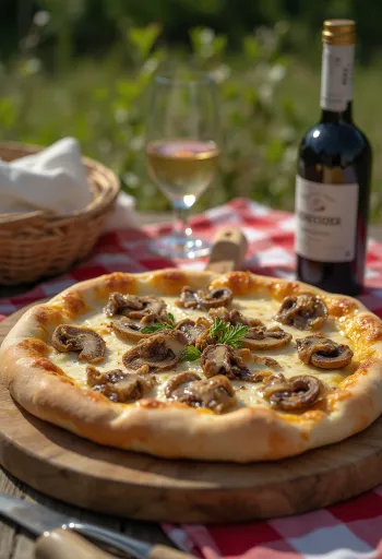 Ural style pizza with porcini