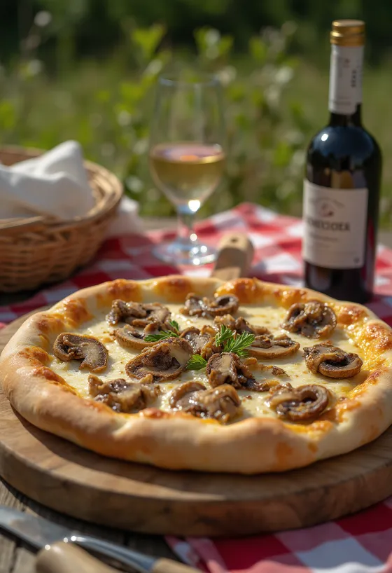 Ural style pizza with porcini