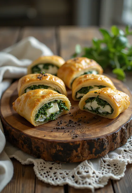 Spinach Feta Strudel freshly baked