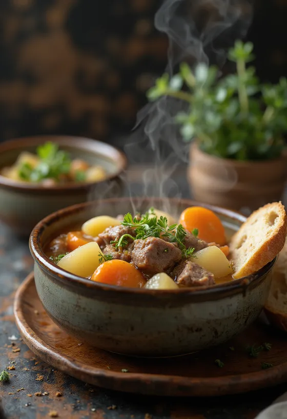 Irish stew with lamb and vegetables