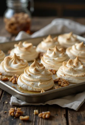Honey Walnut Meringue Kisses served on a plate