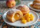 Peach Doughnut served with powdered sugar
