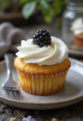 Blackberry Cupcakes served