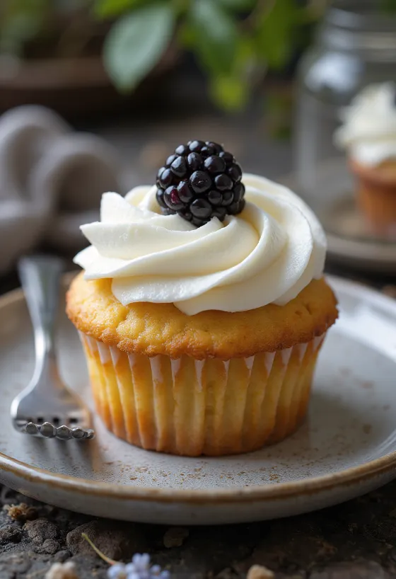 Blackberry Cupcakes served