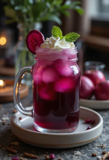 Beet-apple cider served in a glass