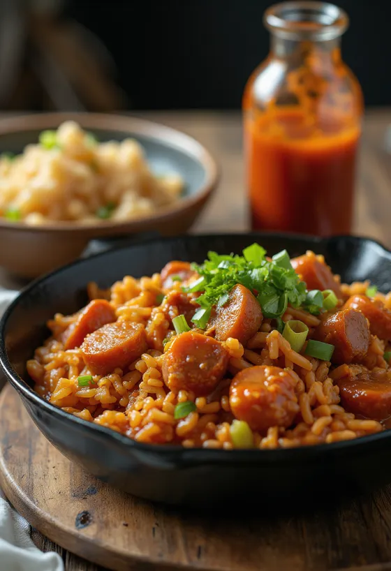 Beef jambalaya with rice and peppers