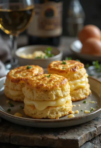 Flaky cheese biscuits on a plate