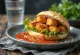 Spicy Tofu Bao with sriracha glazed tofu and salad
