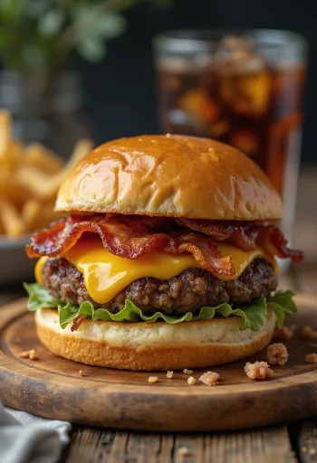 Bacon burger served