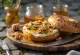 Walnut goat cheese bagel served