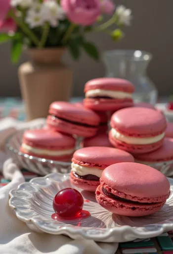 Rum-cherry macaron
