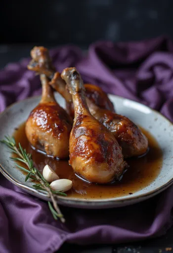 Slow roasted goose legs with braised cabbage and potatoes