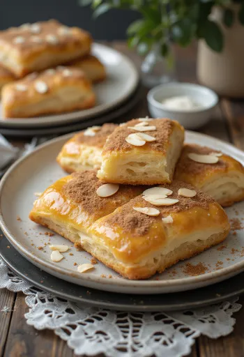 Freshly baked Scandinavian cinnamon sticks topped with chopped almonds