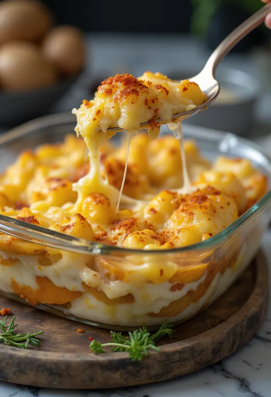 Vegan scalloped potatoes served with fresh parsley