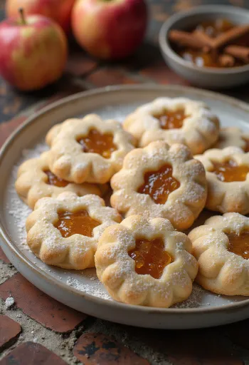 Apple cinnamon linzer cookies served