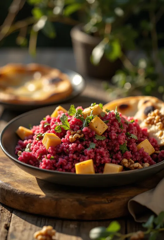 Beet and quinoa curry with tofu