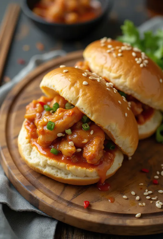 Sweet Chili Chicken Bao served with glaze