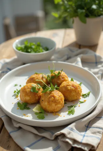Acarajé topped with fresh green tomato salsa