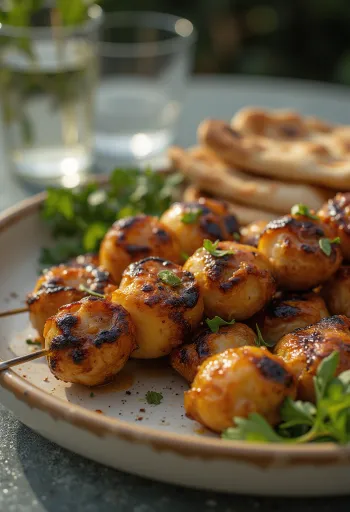 BBQ grilled eggplant kebabs served