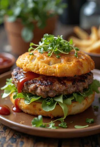 Hash Brown Burger served