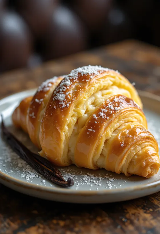 Freshly baked danish vanilla croissant