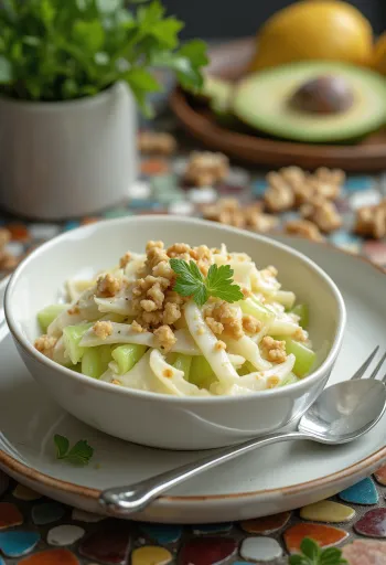 Creamy celeriac and apple salad served in a bowl