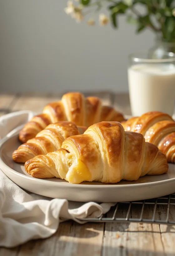 Fresh golden butter crescents