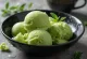 Homemade green tea sorbet served in a bowl