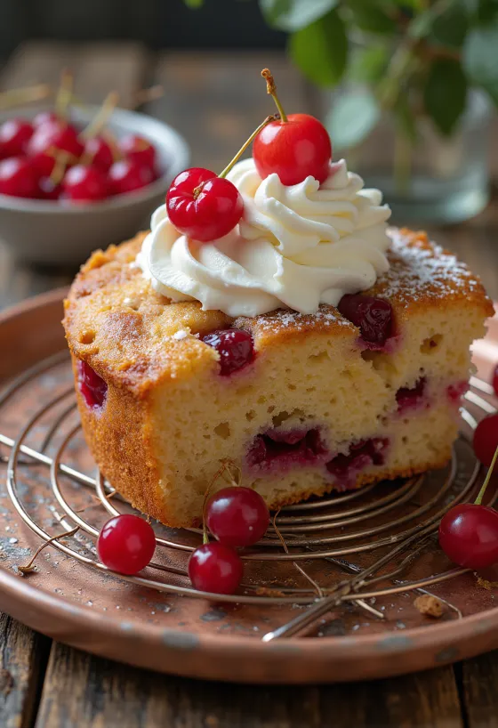 Slices of cinnamon red currant cake