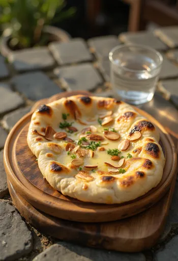 Almond naan bread served