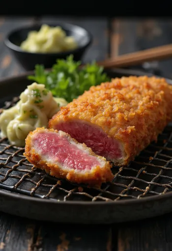 Beef Katsu, crispy breaded beef with tonkatsu sauce