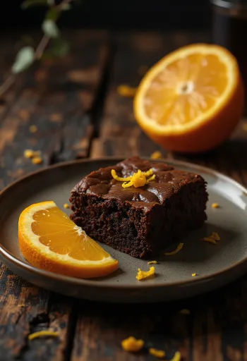 Orange brownie served