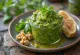 Arugula and walnut pesto, fresh and green sauce served