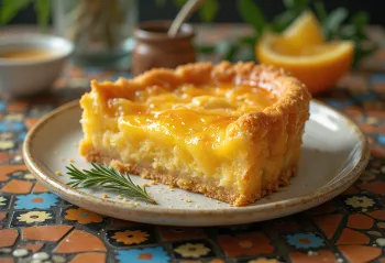Coconut Treacle Tart, freshly baked golden brown