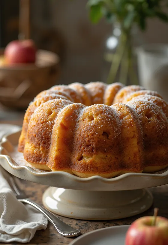 Honey apple bundt cake served