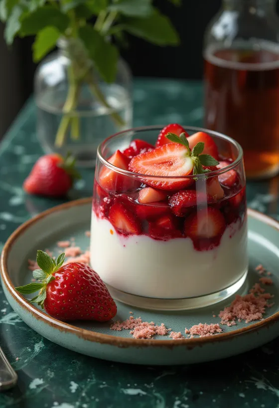 Strawberry mascarpone parfait layered in glasses